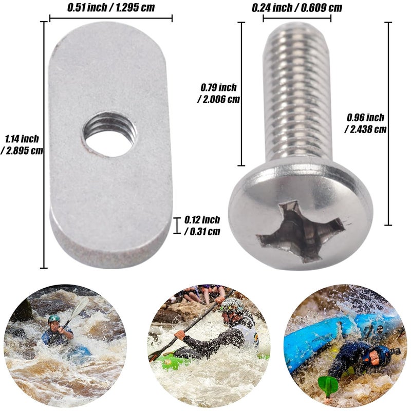 DoThisAllDay 8 Pcs 304 SS Kayak Rail/Track Screws 304 Stainless Steel Track Nuts Track Mount Tie Down Eyelet Rail Hardware Gear Mounting Replacement Kit for Kayaks Rails Kayaks Canoes Boats (8) - Image 3